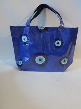 NWT Womens Tina Demel Blue, Purple Evil Eye Beach Tote Bag